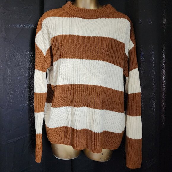 3/$20 - Brown Striped Knit Pullover Sweater - Picture 1 of 7
